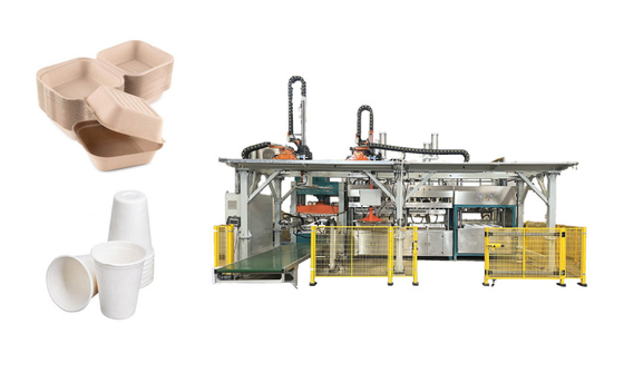 เครื่องพิมพ์ผงกระดาษ Bagasse สําหรับผงกระดาษบริสุทธิ์ ด้วยระบบควบคุม PLC